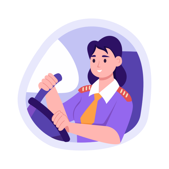 Pilot, Flying, Expert, Professional, Woman illustration
