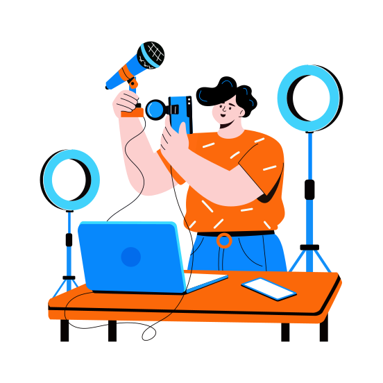 Live Streaming, Broadcasting, Content, Filming, Recording illustration