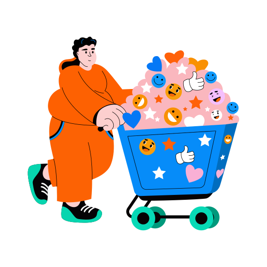 Media Reactions, Engagement, Emojis, Feedback, Emotions illustration