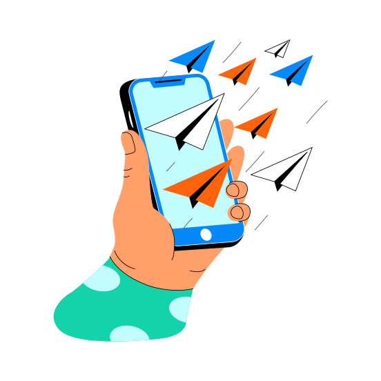 Message Sent, Delivered, Text, Communication, Notification illustration