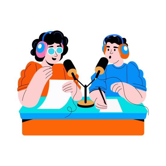 Podcast, Broadcast, Recording, Conversation, Streaming illustration
