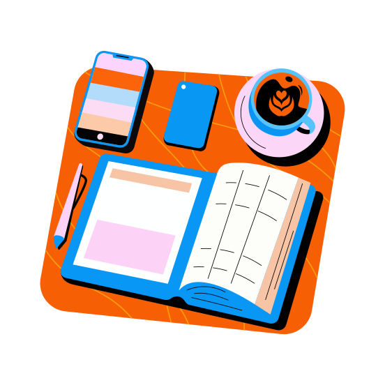 Reading Book, Study, Learning, Leisure, Hobby illustration