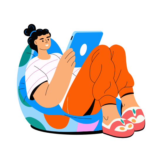 Relaxing, Leisure, Comfort, Chilling, Using Mobile illustration