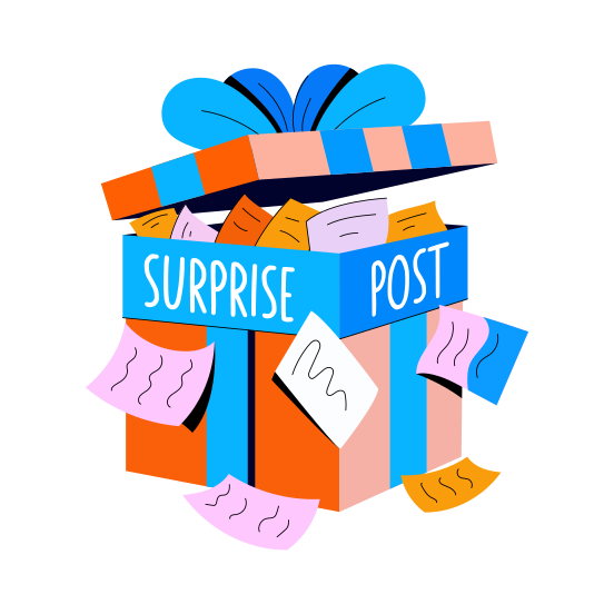 Surprise Post, Gift, Souvenir, Present, Content illustration