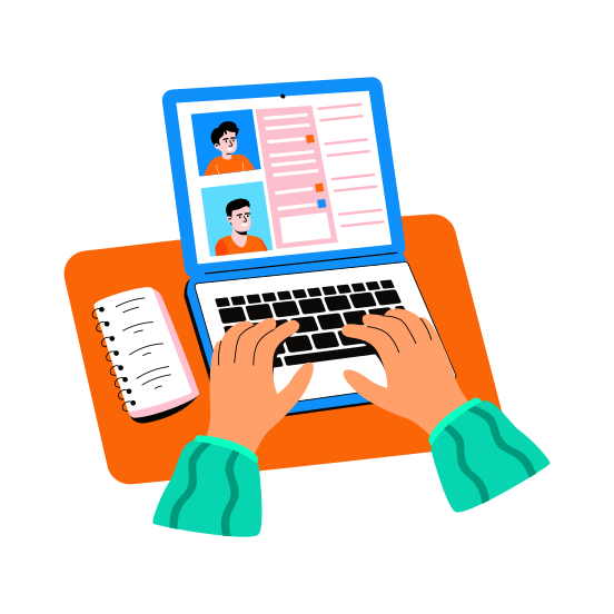 Update Profile, Editing, Account, Keyboard, Information illustration