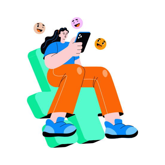 Using Mobile, Leisure, Browsing, Reactions, Social Media illustration