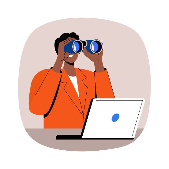 Business Foresight, Observation, Binoculars, Vision, Looking, illustration