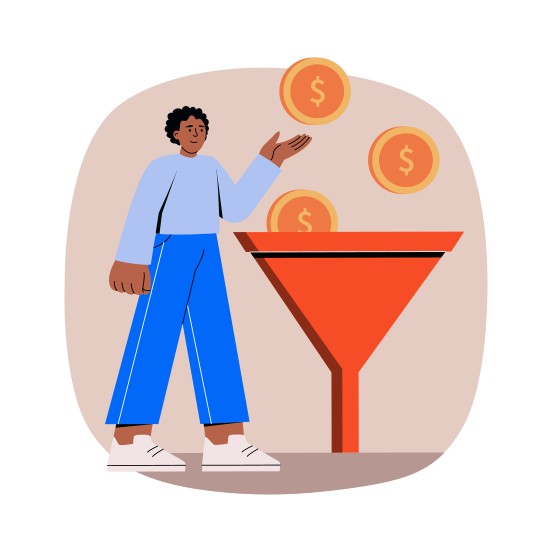 Business Funnel, Investment, Coins, Revenue, Finance illustration
