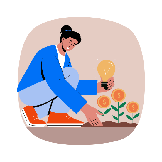 Innovation, Idea, Startup, Nurturing, Finance illustration