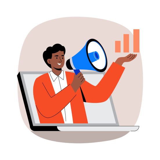 Marketing, Advertising, Promotion, Announcement, Speaker illustration