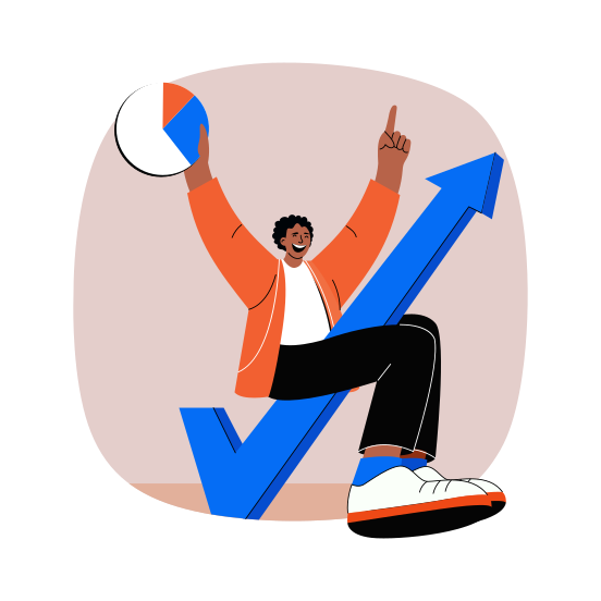 Profit Growth, Prosperity, Increment, Happy, Boost illustration