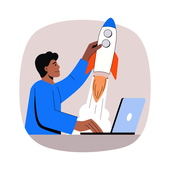 Startup, Boost, Launch, Business, Growth illustration