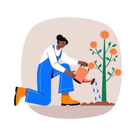 Watering, Nurturing, Finance, Development, Money, illustration