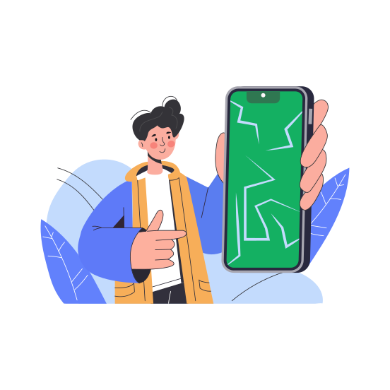 Cracked Phone, Broken, Damaged, Mobile, Assurance illustration