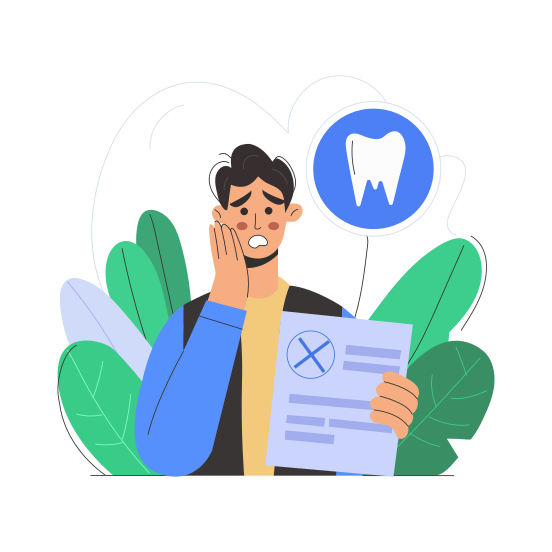 Dental Claim, Tooth, Pain, Healthcare, Rejected illustration