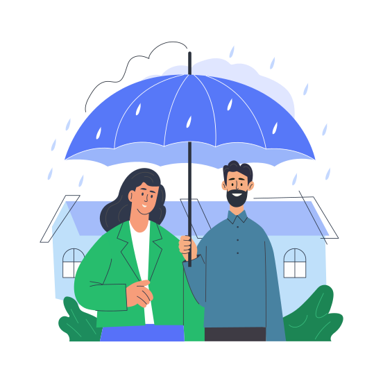 Family Insurance, Parents, Raining, Assurance, Coverage illustration