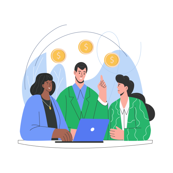 Financial Discussion, Conversation, Meeting, Planning, Strategy illustration