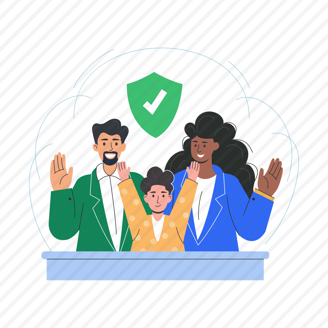 Happy Family, Waving, Satisfied, Smiling, Insurance preview