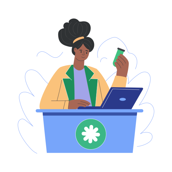 Hospital Receptionist, Frontdesk, Worker, Assistance, Healthcare illustration