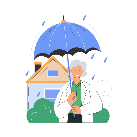 Old Woman, Elderly, Senior, Raining, Grandmother illustration