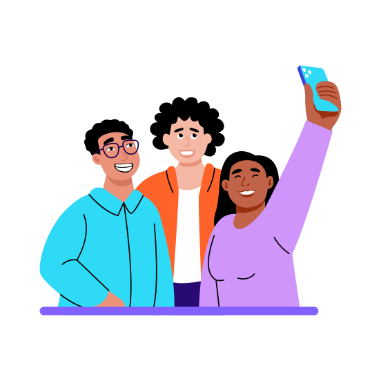 Friends Selfie, Capturing, Taking Picture, Memories, Happy illustration