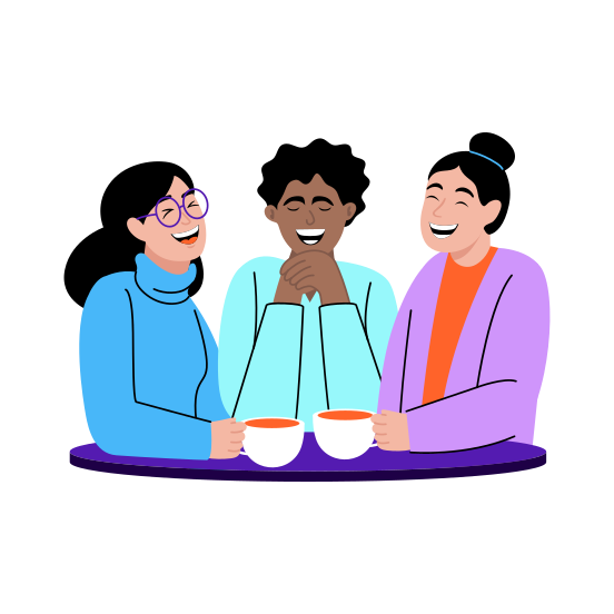 Gossips, Laughing, Happy, Talking, Friends illustration