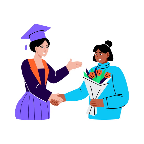 Receiving Flowers, Graduation, Celebration, Achievement, Appreciation illustration