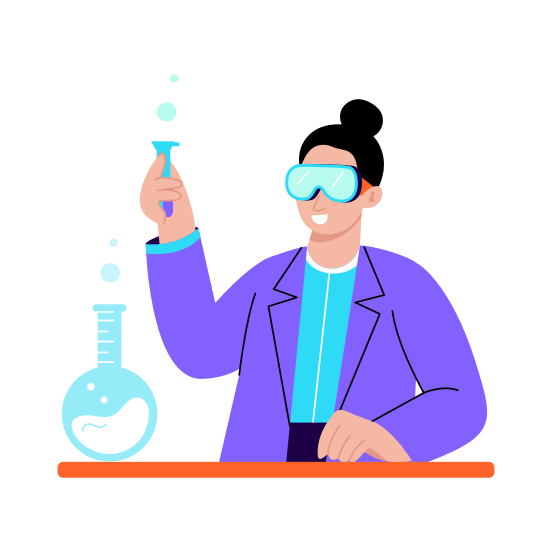 Science Lab, Experiment, Research, Chemicals, Student illustration