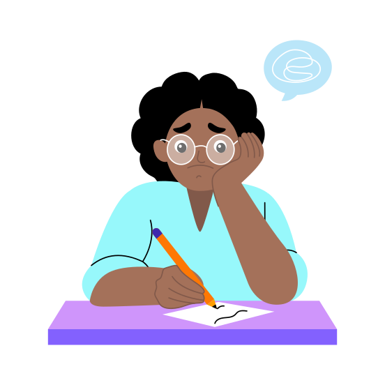 Thinking, Ponder, Studying, Confused, Student illustration