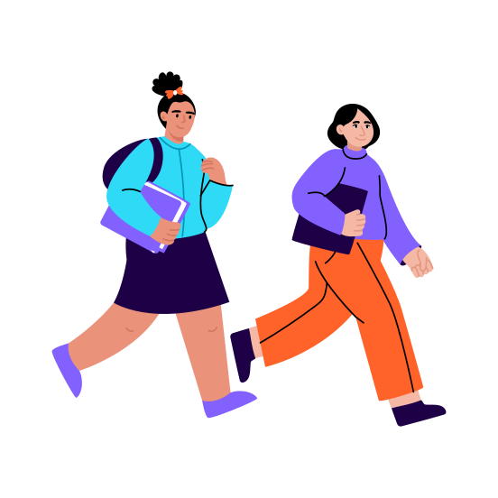 University Students, Walking, Friends, Educational, Characters illustration