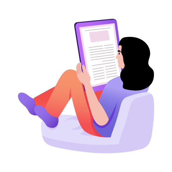 Online Reading, Hobby, Relaxing, Comfortable, Leisure illustration