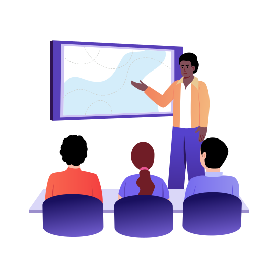 Presentation, Explaining, Speaking, Student, Educational illustration