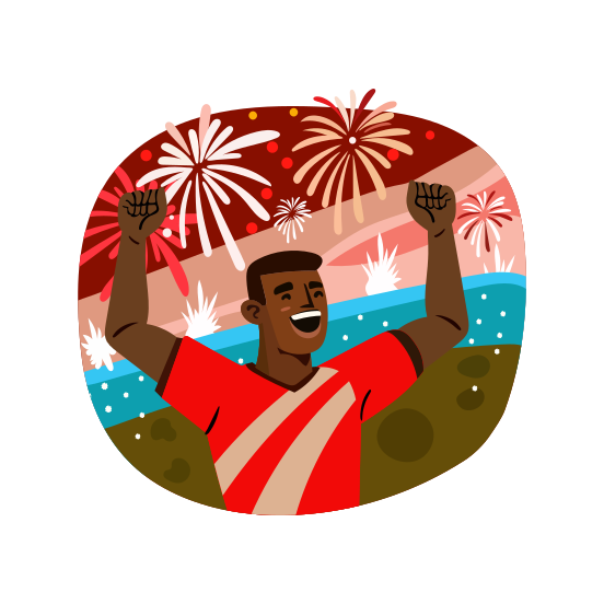 Celebratory, Winning, Joyful, Excitement, Cheering illustration