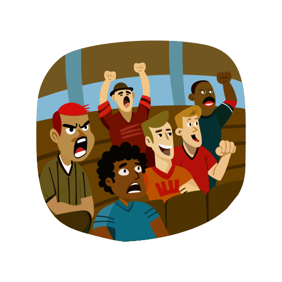 Fans Reaction, Followers, Supporters, People, Audience illustration