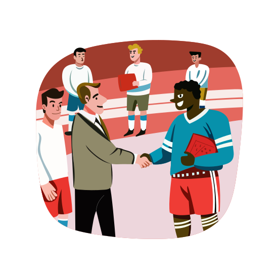 Match Winning, Congratulating, Handshake, Player, Athlete illustration