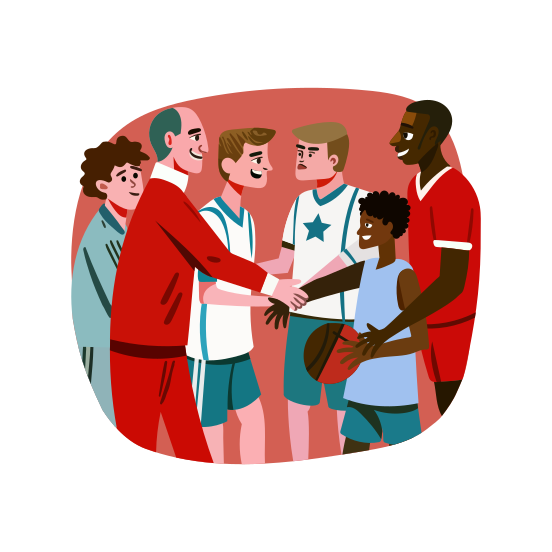 Player Meeting, Handshake, Introduction, Athletes, Sportsmen illustration
