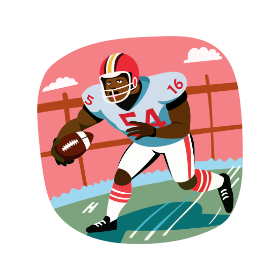Player Running, Athlete, Sportsperson, Sportsman, Gridiron Football illustration