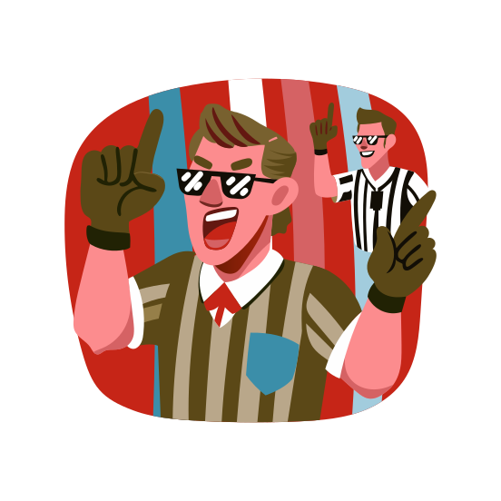 Referee, Umpire, Arbiter, Linesman, Character illustration