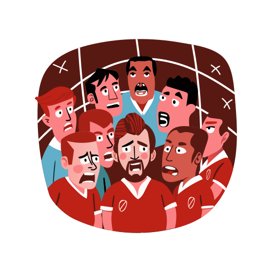 Shocked Fans, Astonished, Supporters, Surprised, People illustration