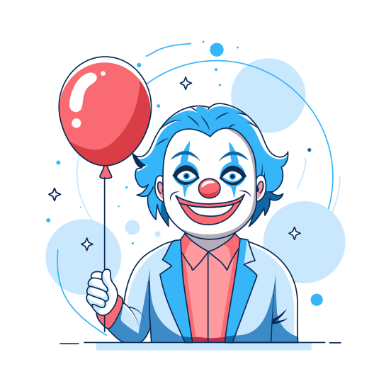 Birthday Joker, Balloon, Clown, Happy, Smiling illustration