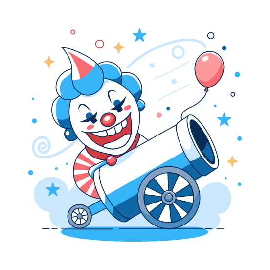 Circus Cannon, Clown, Amusement, Carnival, Circus Trick illustration