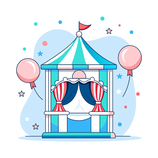 Circus Shop, Stall, Kiosk, Booth, Carnival illustration