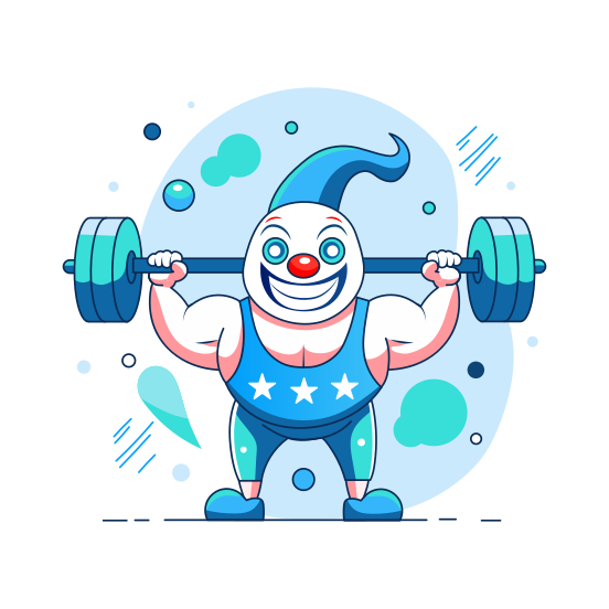 Circus Weightlifter, Clown, Bodybuilding, Fitness, Strong illustration