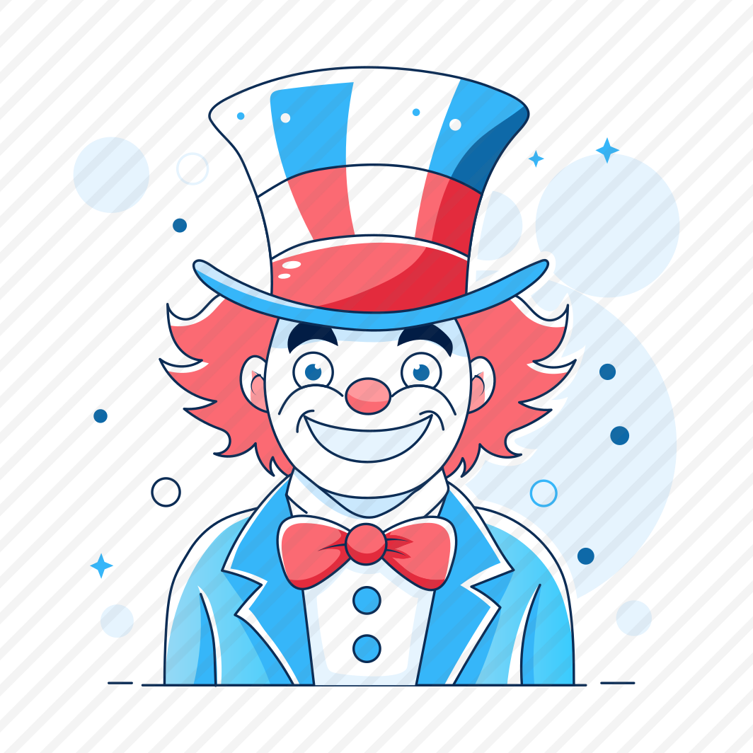Clown Magician, Performer, Circus Character, Cartoon, Buffoon preview
