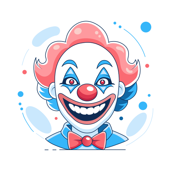 Clown Smile, Buffoon, Jester, Circus Character, Funny illustration