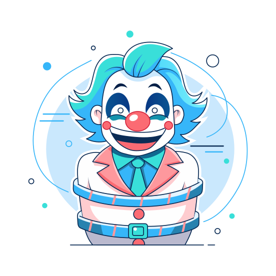 Clown Trick, Bound, Tied, Buffoon, Circus Trick illustration
