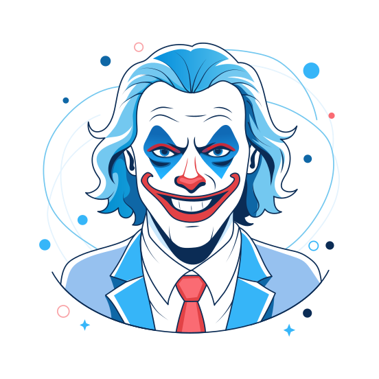 Crazy Joker, Evil, Bad, Character, Clown illustration