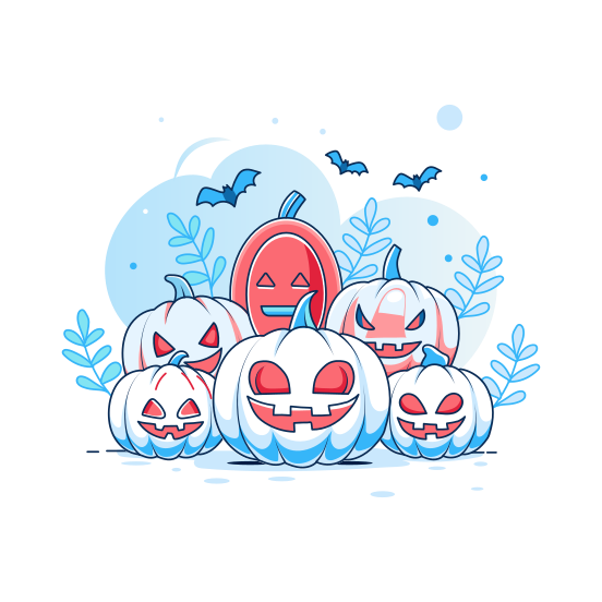 Happy Halloween, Scary, Creepy, Pumpkins, Spooky illustration