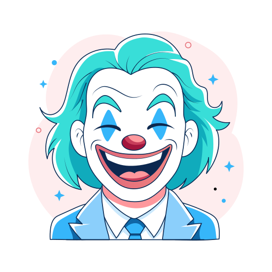 Happy Joker, Clown, Smiling, Laughing, Character illustration