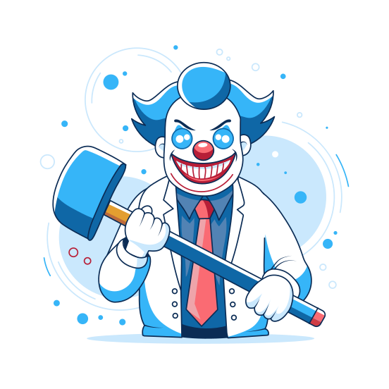 Haunted Clown, Killer, Weapon, Creepy, Scary illustration